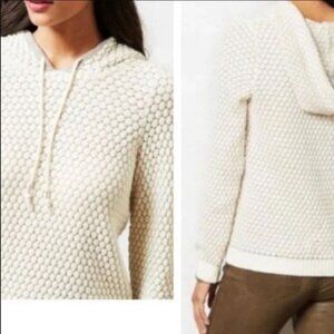 Anthropologie Sleeping on Snow Hooded Angora and Wool Blend Sweater Size M